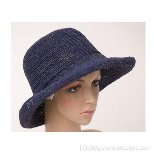 Provence Crochet Navy Raffia Sun Hats With 10cm Brim For Ch